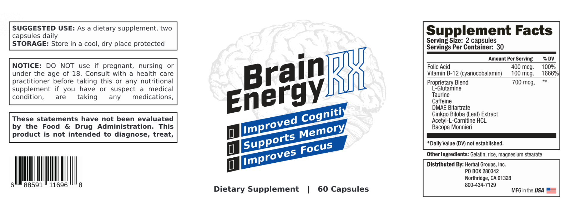 Brain Energy RX Label